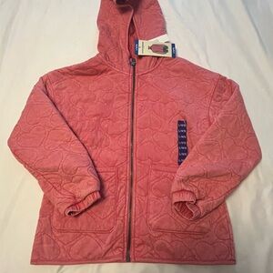 Lucky Brand Pink Quilted Kids Hoodie Full Zip Size 12/14 NWT